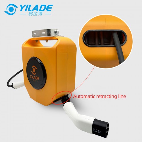 16A to 32A Type 2 EV Charging Socket Inlet Retractable Cable Reel EV Cord Reel Electric Car Reel