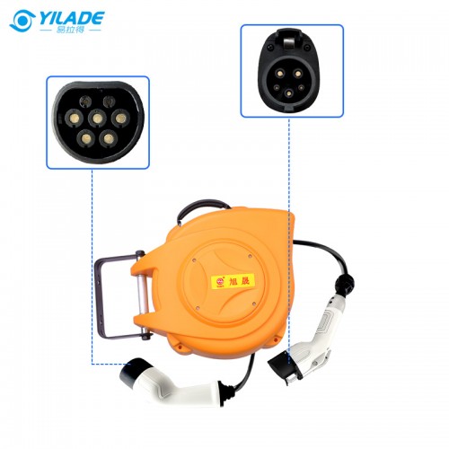 Retractable Charging Cable Reel Type 2 to type 1 EV Charging Cable for Electric Vehicle