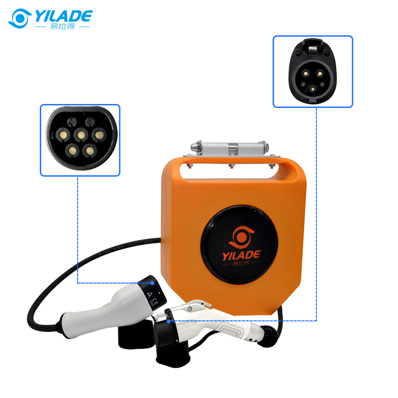 Type 2 to Type 1 Charging Cable 250V  Retractable Car Charging Cable Reel 