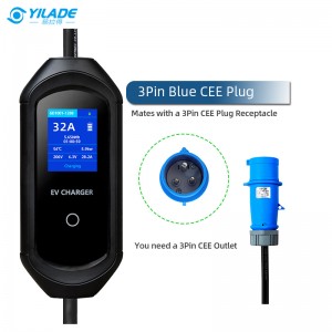 Type 2 Iec62196 16a 32a Mode Level 2 Ac Ev Charger 7kw 11kw Evse Portable Ev Charger Electric Vehicle Car Charger 